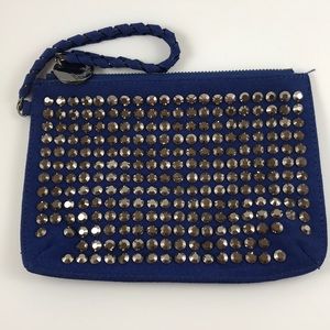 NEIMAN MARCUS studded suede wristlet